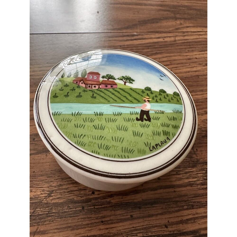 Villeroy & Boch Collectible Design Naif Country Farm 3" Trinket Box w/Lid Laplau